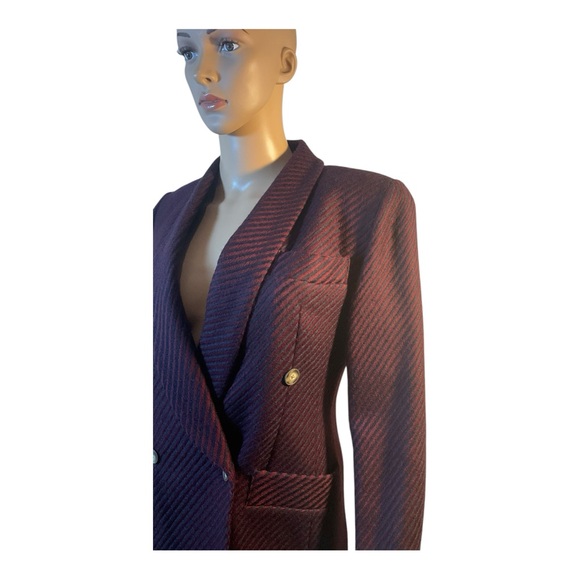Lucien Barriere Women’s Vintage Burgundy Hounds  Wool Blazer Jacket Size 36 - Picture 3 of 16